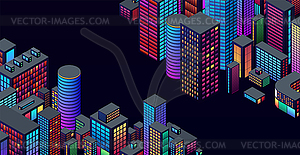 Background with city view with isometric perspectiv - vector clip art