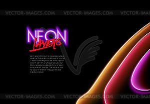 Neon glass layers stacked with reflections for 80s - vector image