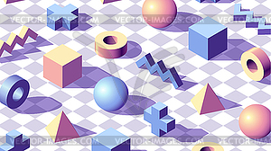 Abstract background with isometric 3D shapes on - vector clipart