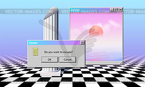 Abstract vaporwave aesthetics computer windows - vector clipart