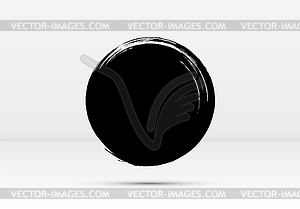 Abstract brushed black ink circle with rough edges - white & black vector clipart