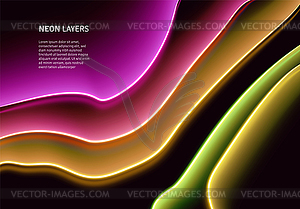 Neon glass layers stacked with reflections for 80s - color vector clipart