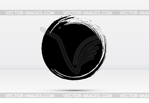 Abstract brushed black ink circle with rough edges - vector image