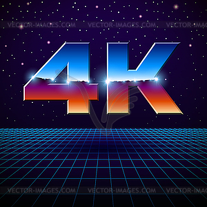 4k Ultra HD format logo with shiny chrome letters - vector clipart