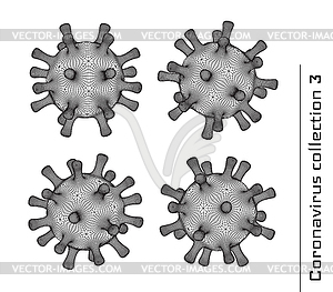 Set of 3d coronavirus signs or icons for second wav - vector clipart