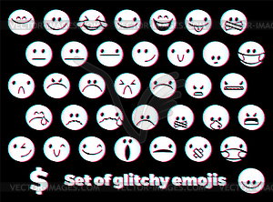 Emoji icons set with smiling face, angry face, - vector image