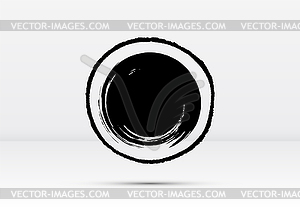 Abstract brushed black ink circle with rough edges - vector clipart