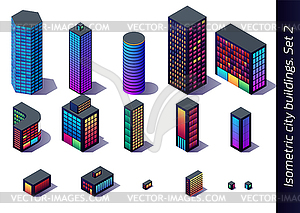 Isometric buildings for map, game or decoration wit - vector clip art