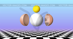 Абстрактный сюрреалистический плакат с разобранным яйцом и - клипарт в векторе / векторное изображение