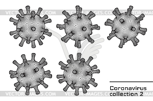 Set of 3d coronavirus signs or icons for second wav - vector image