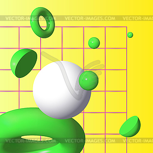 3D shapes or abstract design elements falling in - vector clip art