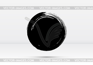 Abstract brushed black ink circle with rough edges - vector EPS clipart