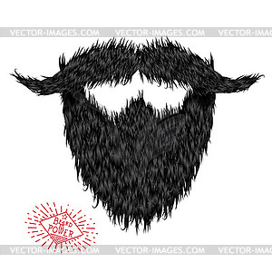 Hairy curly hipster strong beard drawing - vector image