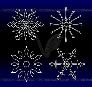 Set of beautiful filigree drawn snowflake - royalty-free vector image