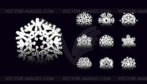 Snowflake icons set with geometric tattoo styled - vector image