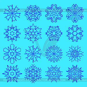 Snowflake icons set with geometric shapes for - vector clipart