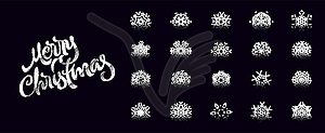 Snowflake icons set with geometric tattoo styled - vector clipart