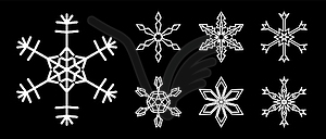 Set of beautiful geometric snowflake silhouettes fo - vector clipart