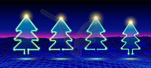 Christmas tree neon icon or element for New Years - vector clip art