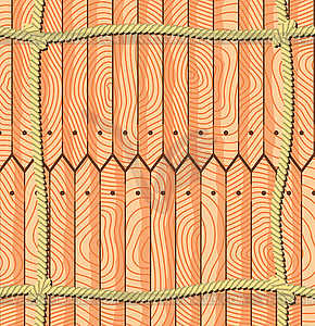 Веревки через забор доски - векторное графическое изображение