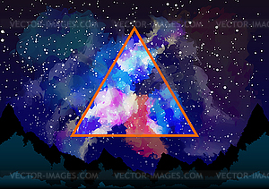 Mystic galaxy view through astral triangle - vector clipart