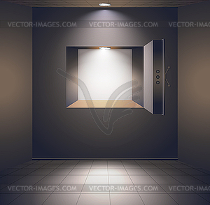 Bank room with safe - vector clipart