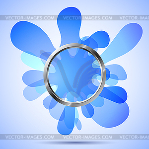 Metal ring over blue blots - vector image