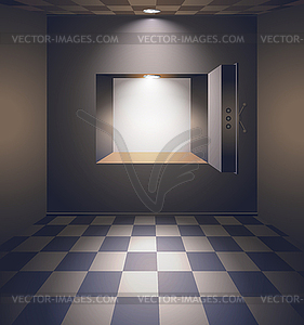 Bank room with safe - vector image