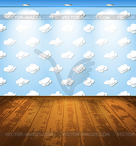 Room with clouds - vector clip art
