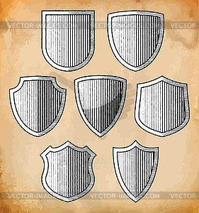 Set of heraldic shields - vector image