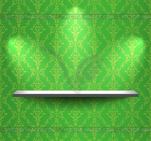 Shelf on green wall - vector image