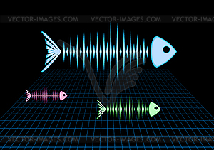 Sonar fishes - vector clip art