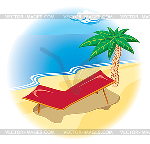 Tropical coast with deck chair - vector clipart