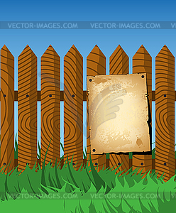 Aged poster on fence - vector clip art