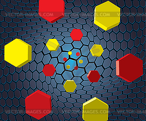 Falling colorful hexes - vector clip art