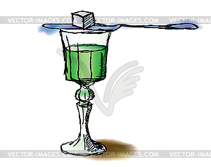 Glass of absinthe - vector clip art