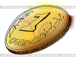 Ink and watercolor styled coin - vector image