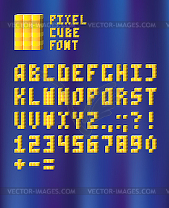 Pixel cube font - vector clip art