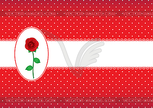 Polka dot card with rose - vector image