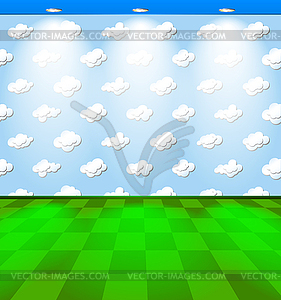 Eco room with clouds - vector image
