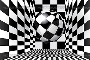 Checkered room with ball - vector EPS clipart