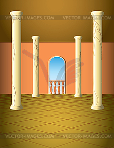 Column hall with window - vector clip art