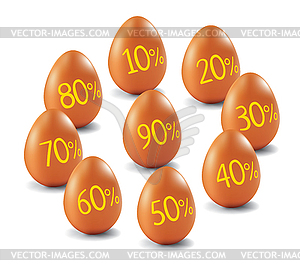 Eggs with discount percents - vector image