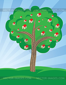 Houses growing on tree - stock vector clipart