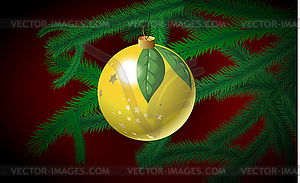 Christmas bauble on branch - royalty-free vector clipart