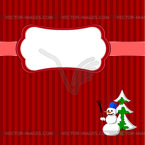 Christmas frame with snowman and fir - vector image