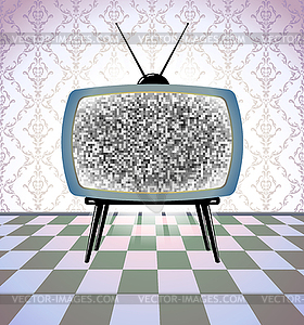 Vintage room with TV - vector image