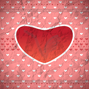 Crumpled retro heart frame - vector image