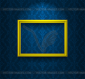 Frame on blue wall - vector image