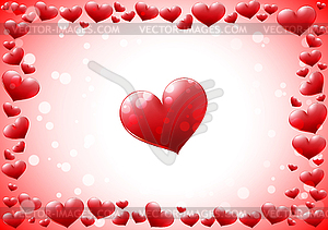 Glossy hearts frame - vector image